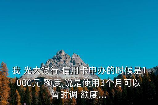 我 光大银行 信用卡申办的时候是1000元 额度,说是使用3个月可以暂时调 额度...