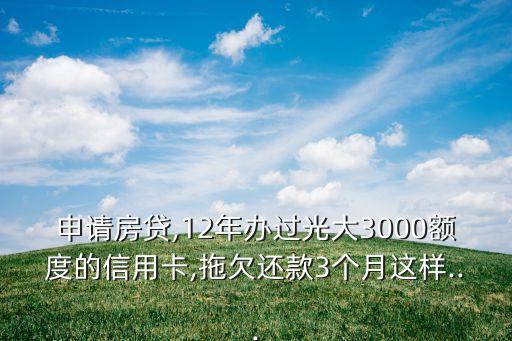 申请房贷,12年办过光大3000额度的信用卡,拖欠还款3个月这样...