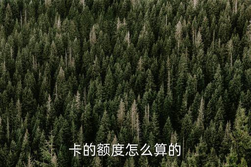 卡的额度怎么算的