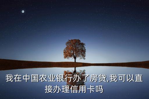 我在中国农业银行办了房贷,我可以直接办理信用卡吗