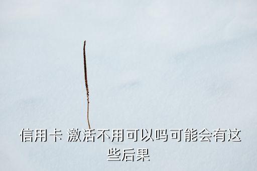 信用卡 激活不用可以吗可能会有这些后果