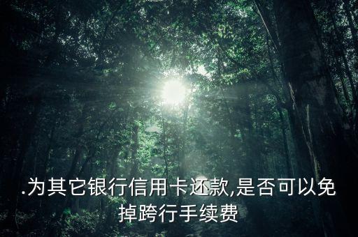 .为其它银行信用卡还款,是否可以免掉跨行手续费