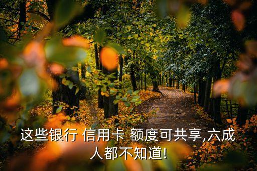 这些银行 信用卡 额度可共享,六成人都不知道!