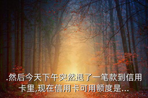 .然后今天下午突然退了一笔款到信用卡里,现在信用卡可用额度是...