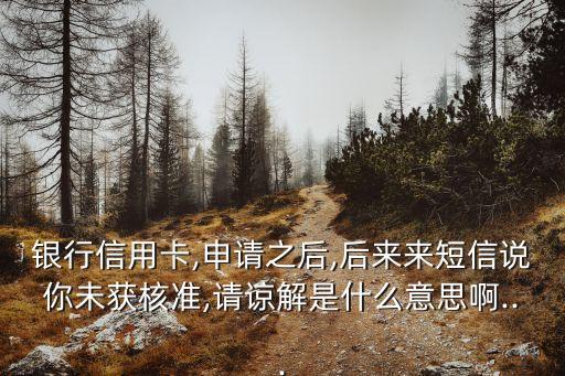 银行信用卡,申请之后,后来来短信说你未获核准,请谅解是什么意思啊...