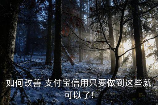 如何改善 支付宝信用只要做到这些就可以了!