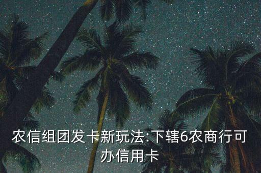 农信组团发卡新玩法:下辖6农商行可办信用卡