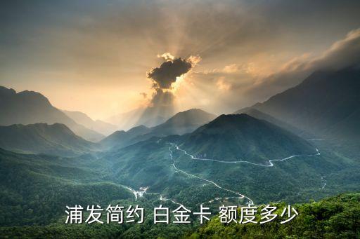  浦发简约 白金卡 额度多少