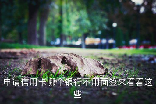 申请信用卡哪个银行不用面签来看看这些