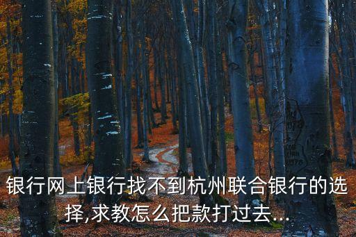 银行网上银行找不到杭州联合银行的选择,求教怎么把款打过去...