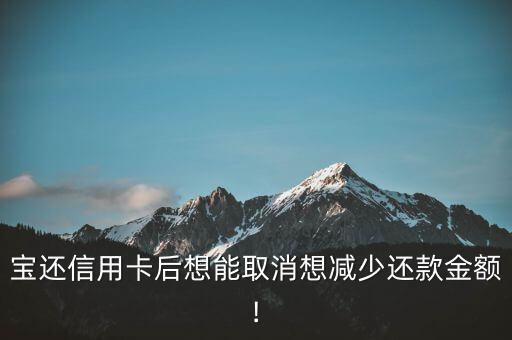 宝还信用卡后想能取消想减少还款金额!