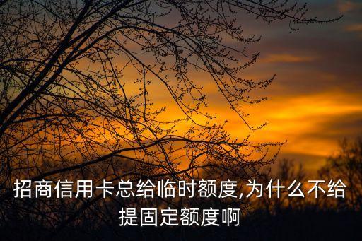 招商信用卡总给临时额度,为什么不给提固定额度啊