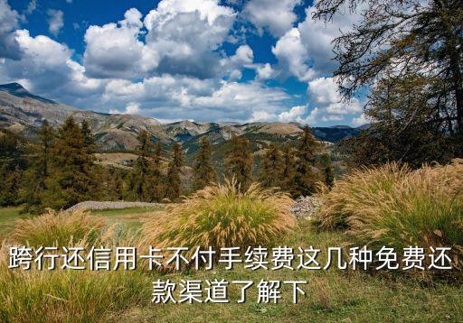 跨行还信用卡不付手续费这几种免费还款渠道了解下