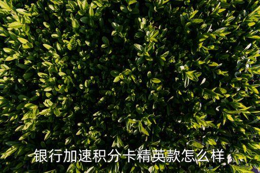 银行加速积分卡精英款怎么样