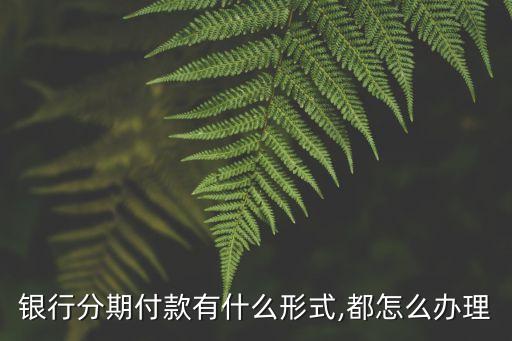 银行分期付款有什么形式,都怎么办理