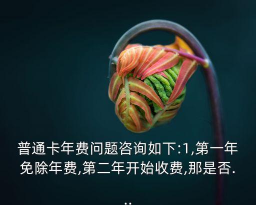 普通卡年费问题咨询如下:1,第一年免除年费,第二年开始收费,那是否...