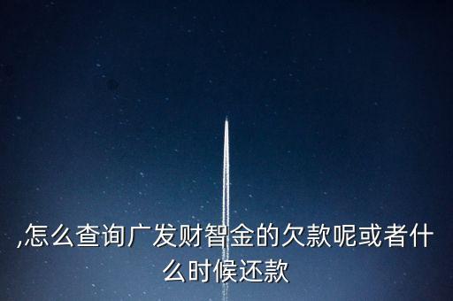 ,怎么查询广发财智金的欠款呢或者什么时候还款