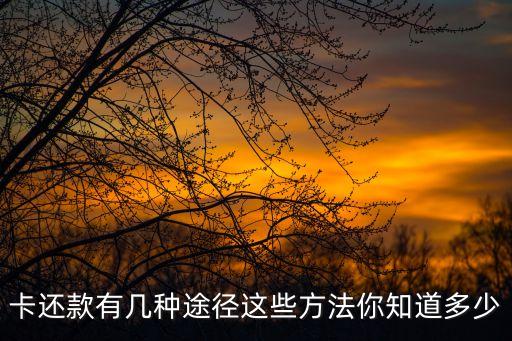卡还款有几种途径这些方法你知道多少