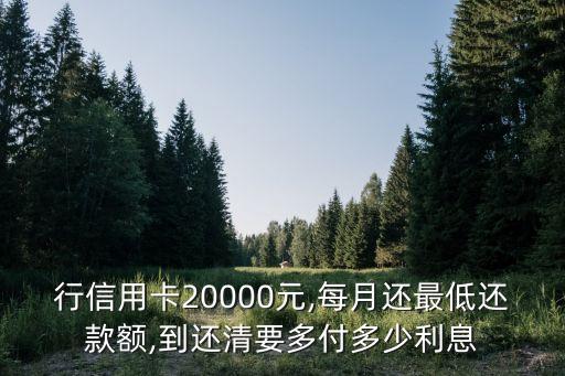行信用卡20000元,每月还最低还款额,到还清要多付多少利息