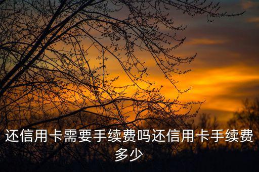 还信用卡需要手续费吗还信用卡手续费多少
