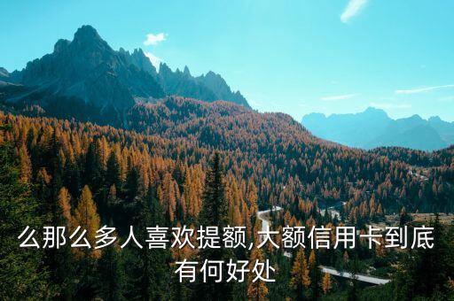 么那么多人喜欢提额,大额信用卡到底有何好处