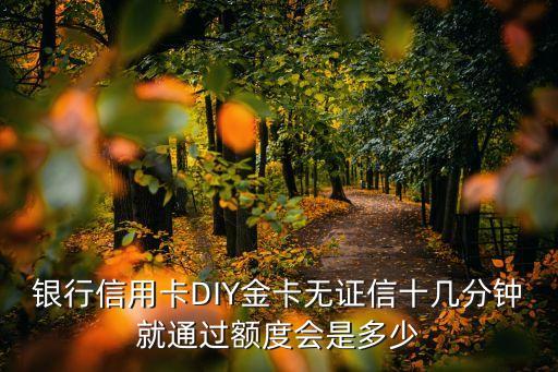 银行信用卡DIY金卡无证信十几分钟就通过额度会是多少
