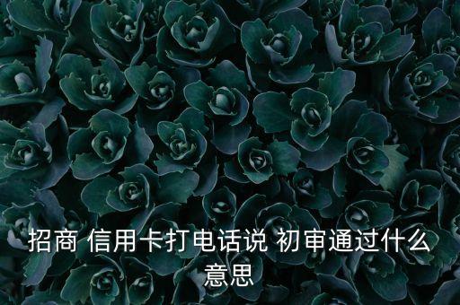 招商 信用卡打电话说 初审通过什么意思