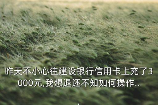 昨天不小心往建设银行信用卡上充了3000元,我想退还不知如何操作...