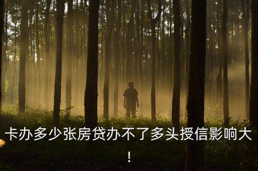 卡办多少张房贷办不了多头授信影响大!