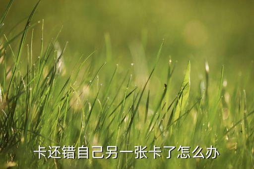 卡还错自己另一张卡了怎么办