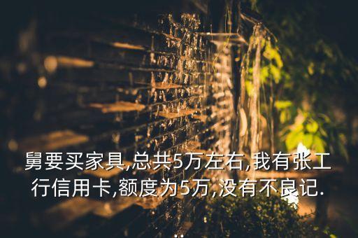 舅要买家具,总共5万左右,我有张工行信用卡,额度为5万,没有不良记...