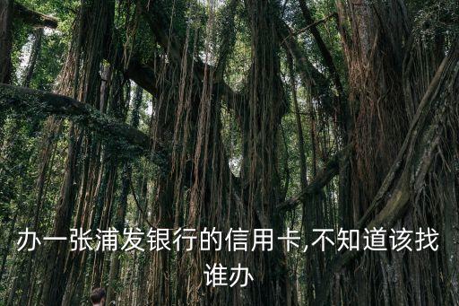 办一张浦发银行的信用卡,不知道该找谁办