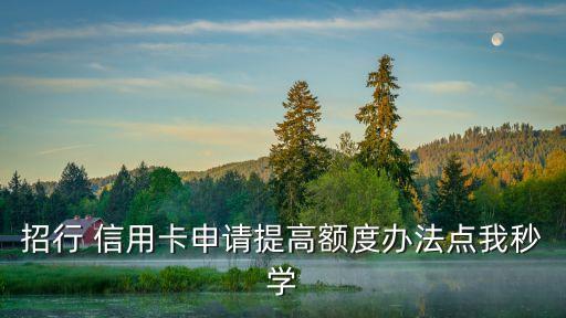 招行 信用卡申请提高额度办法点我秒学