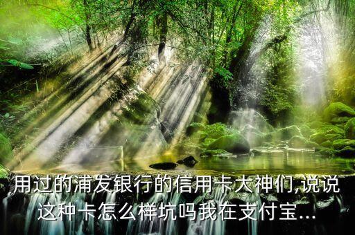 用过的浦发银行的信用卡大神们,说说这种卡怎么样坑吗我在支付宝...