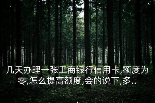 几天办理一张工商银行信用卡,额度为零,怎么提高额度,会的说下,多...