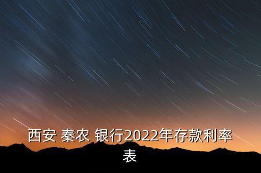 西安 秦农 银行2022年存款利率表