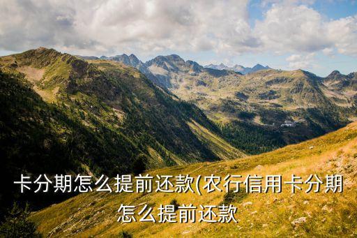 卡分期怎么提前还款(农行信用卡分期怎么提前还款
