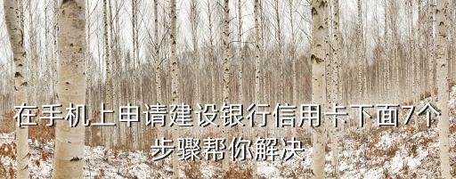 在手机上申请建设银行信用卡下面7个步骤帮你解决