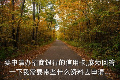 要申请办招商银行的信用卡,麻烦回答一下我需要带些什么资料去申请...