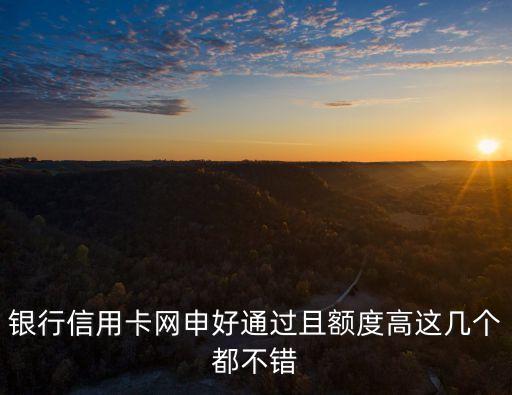 银行信用卡网申好通过且额度高这几个都不错