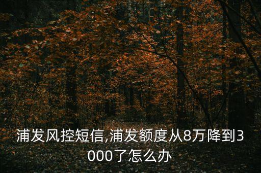 浦发风控短信,浦发额度从8万降到3000了怎么办