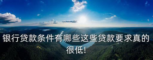 银行贷款条件有哪些这些贷款要求真的很低!