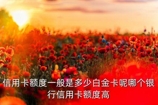 信用卡额度一般是多少白金卡呢哪个银行信用卡额度高