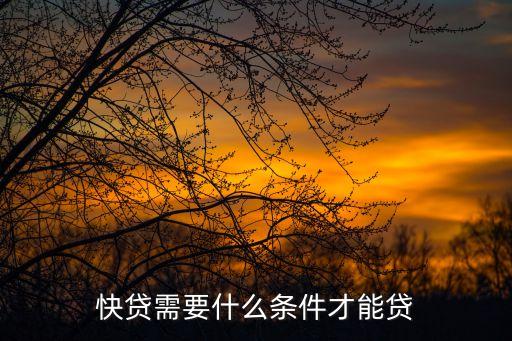 快贷需要什么条件才能贷