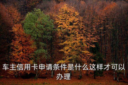 车主信用卡申请条件是什么这样才可以办理