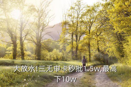 大放水!三无申卡秒批1.5w,最高下10w