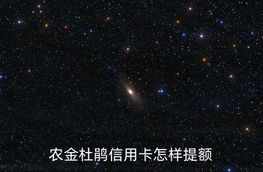 农金杜鹃信用卡怎样提额