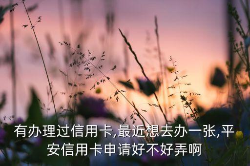 有办理过信用卡,最近想去办一张,平安信用卡申请好不好弄啊