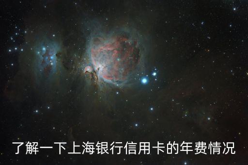 了解一下上海银行信用卡的年费情况