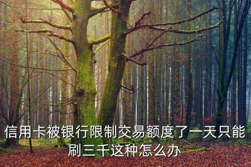信用卡被银行限制交易额度了一天只能刷三千这种怎么办